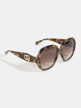 Large Round Gradient Lens Sunglasses (MP21181AP) Brown Print